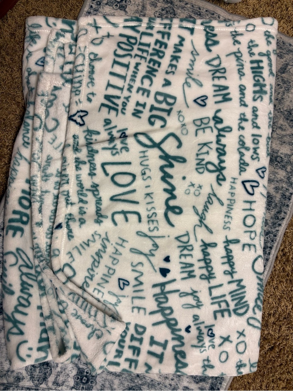 Ellen Degeneres Fleece Blanket with Teal Script